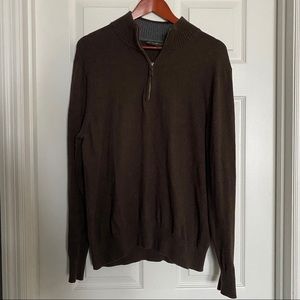 Eddie Bauer Mens Brown 1/4 Zip Sweater, Size L